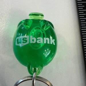 US Bank Piggy Bank Keychain Green Translucent Novelty‎ Collectible Coin Bank